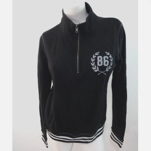 Pink By Victoria Secret NWT Pullover 1/4 Zip Sweater - Small in Black and White - Picture 1 of 9